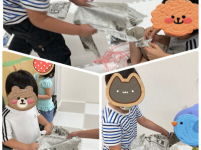 o1920256014955698129 400x300 - 室内あそび　新聞紙ビリビリ